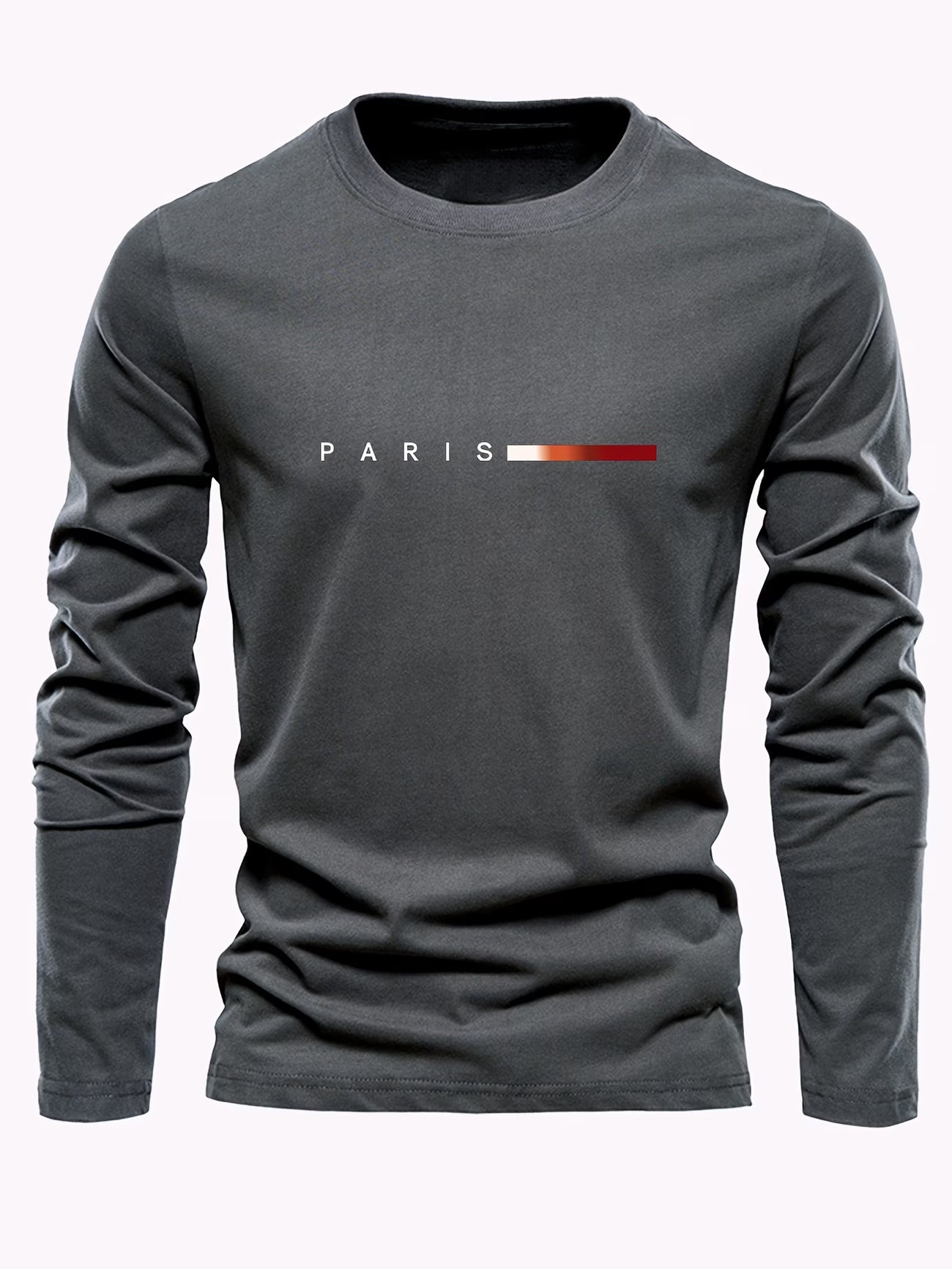 3pcs Men's 100% Pure Cotton T-Shirts, Crew Neck Long Sleeve Tees with Printed Design, Breathable Men's Tops for Casual Outings, Streetwear Trend