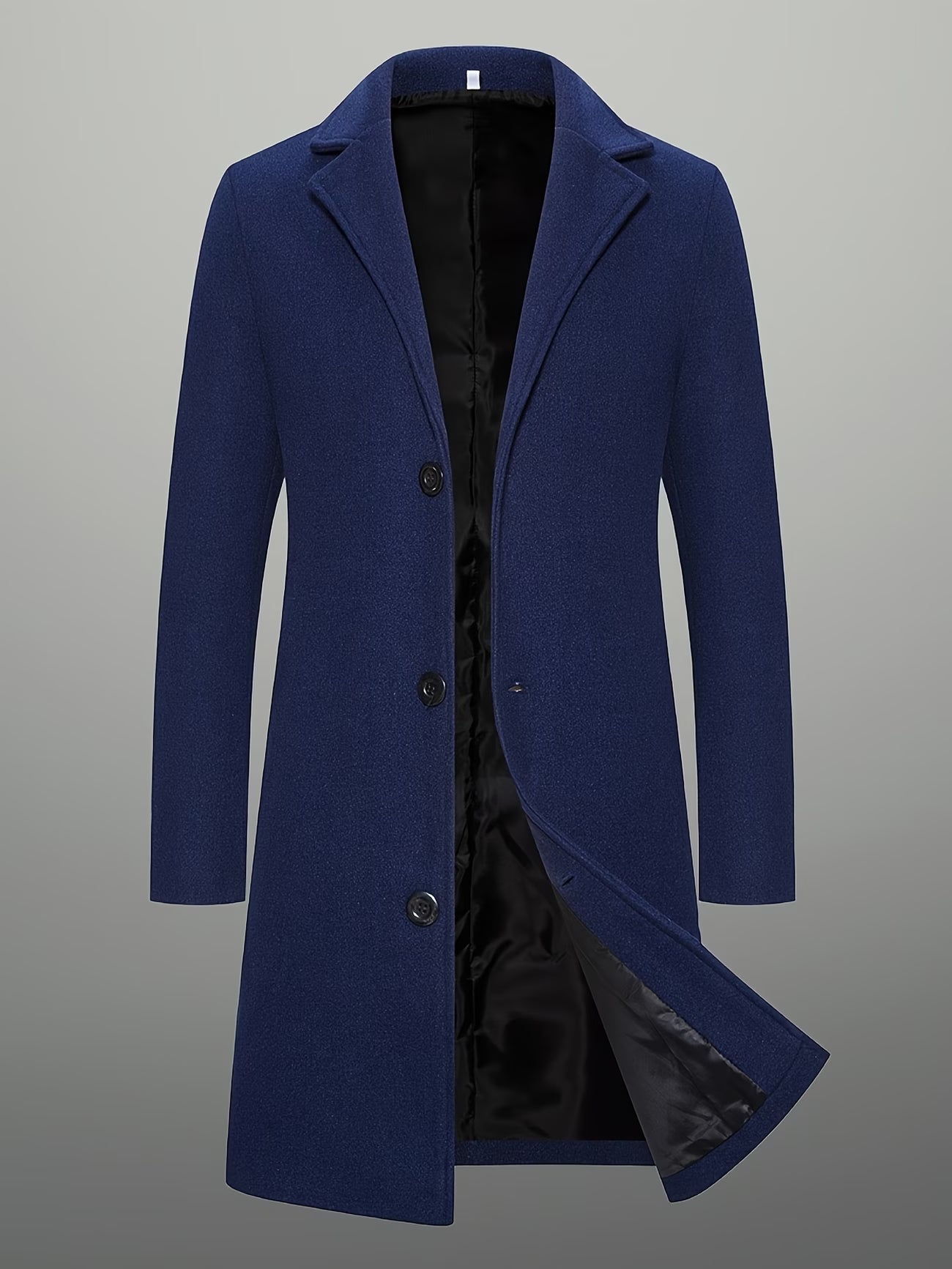 Men's Mid-Length Single-Breasted Tweed Overcoat