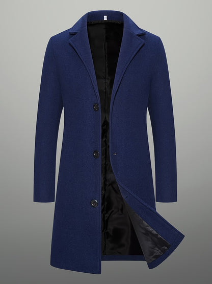 Men's Mid-Length Single-Breasted Tweed Overcoat