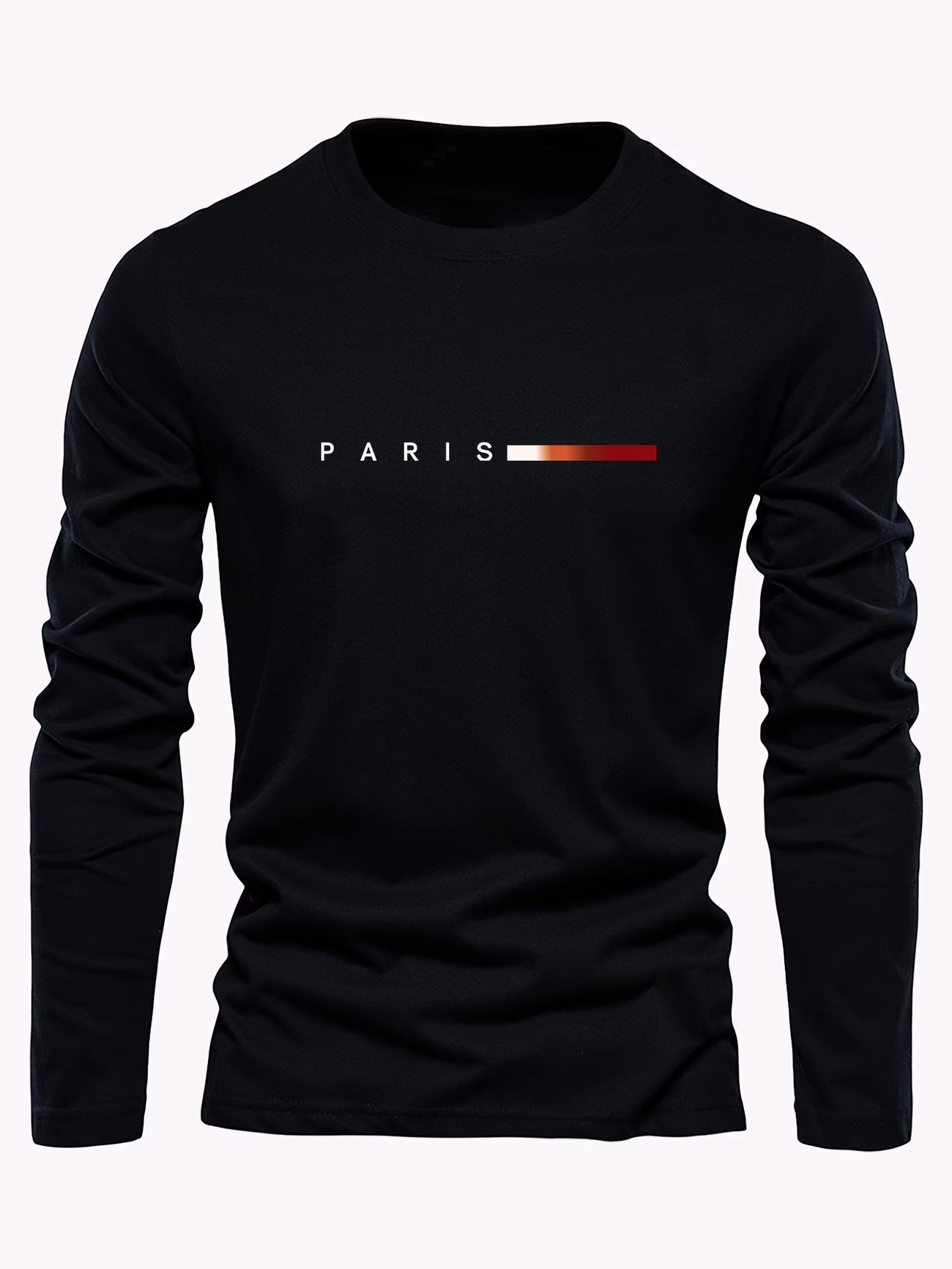 3pcs Men's 100% Pure Cotton T-Shirts, Crew Neck Long Sleeve Tees with Printed Design, Breathable Men's Tops for Casual Outings, Streetwear Trend