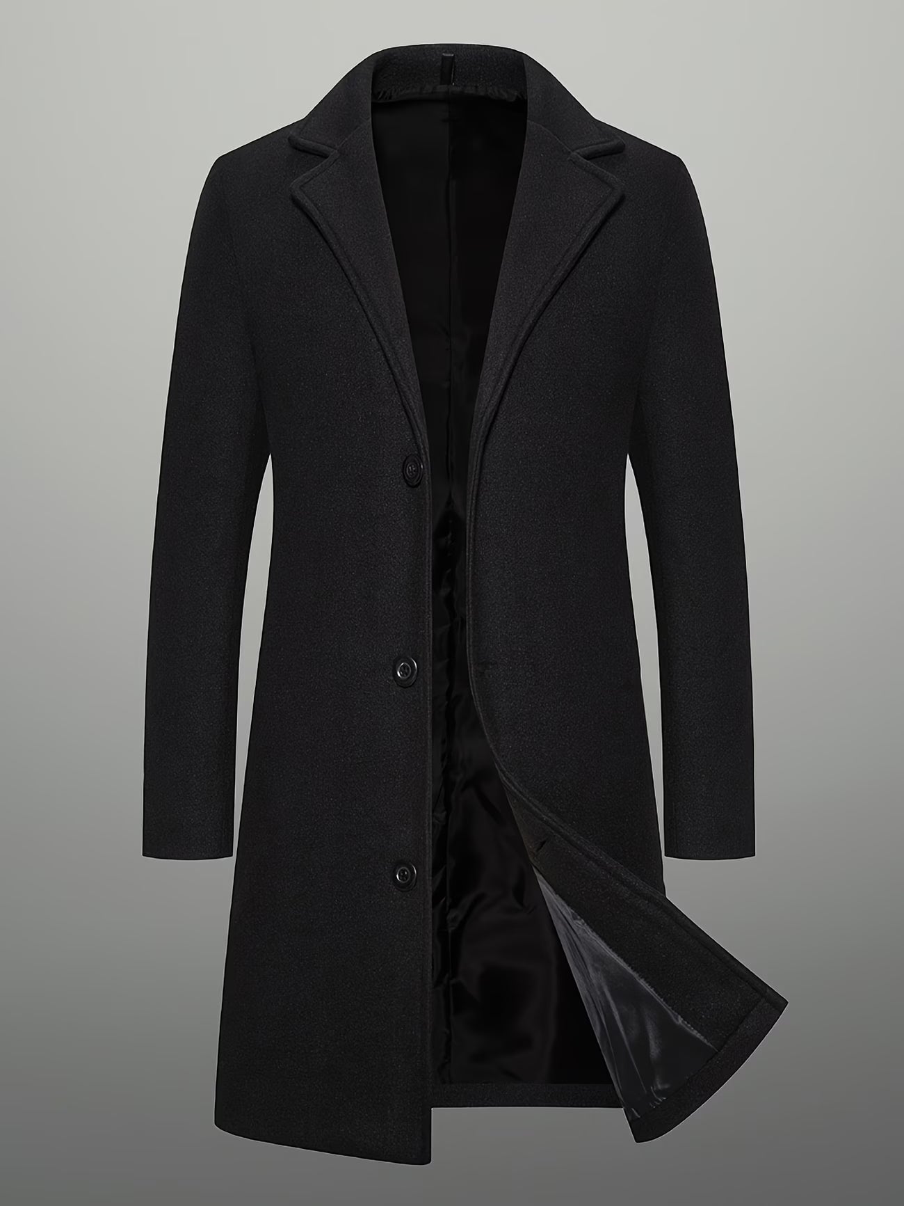 Men's Mid-Length Single-Breasted Tweed Overcoat