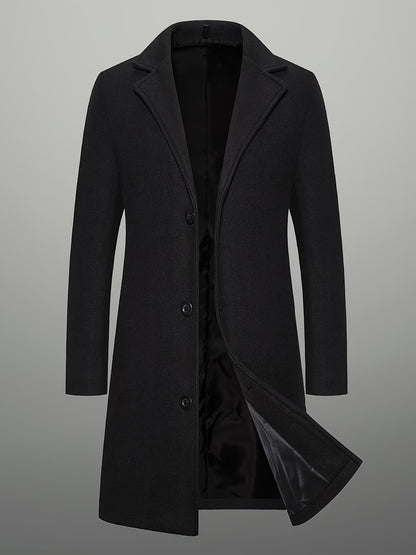 Men's Mid-Length Single-Breasted Tweed Overcoat