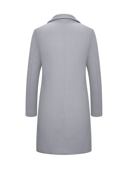 Men's Mid-Length Single-Breasted Tweed Overcoat
