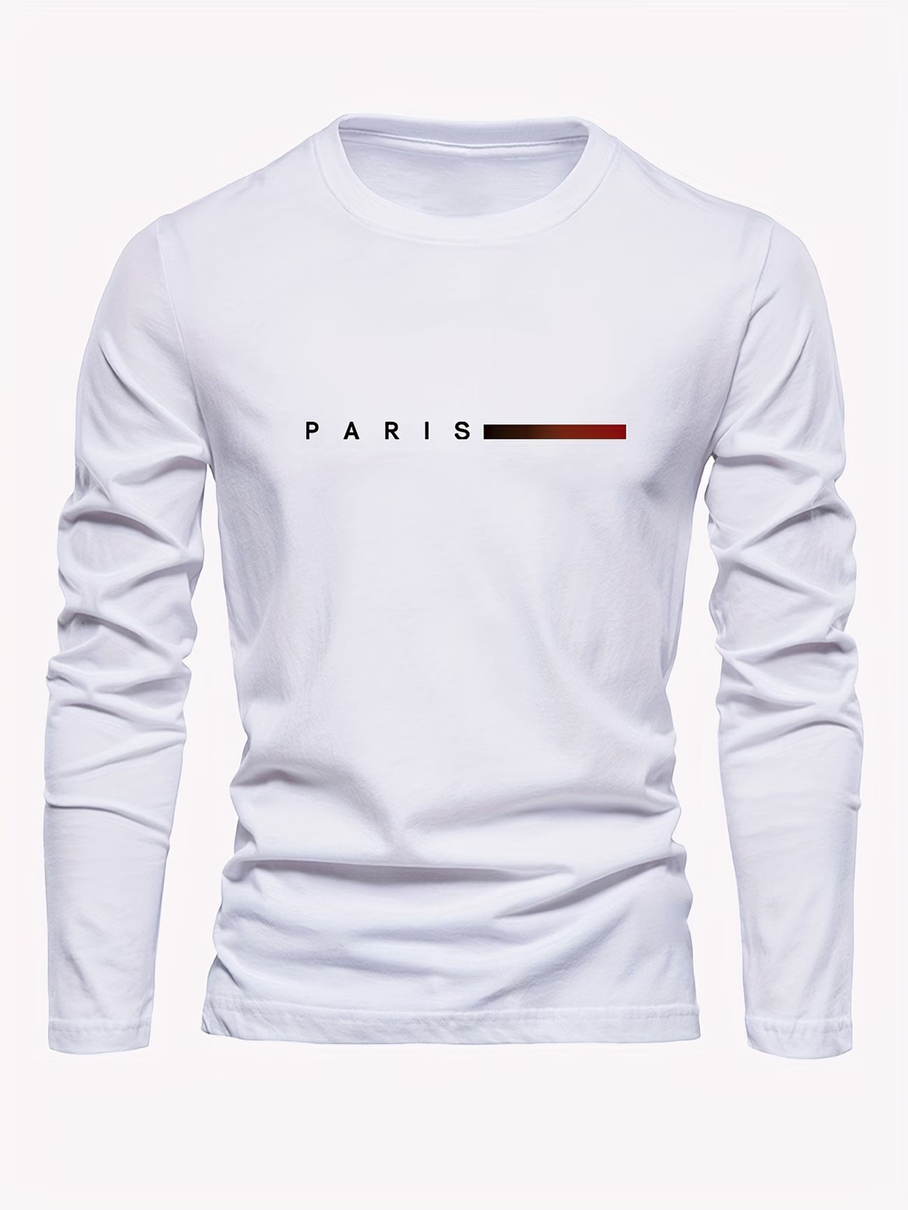 3pcs Men's 100% Pure Cotton T-Shirts, Crew Neck Long Sleeve Tees with Printed Design, Breathable Men's Tops for Casual Outings, Streetwear Trend