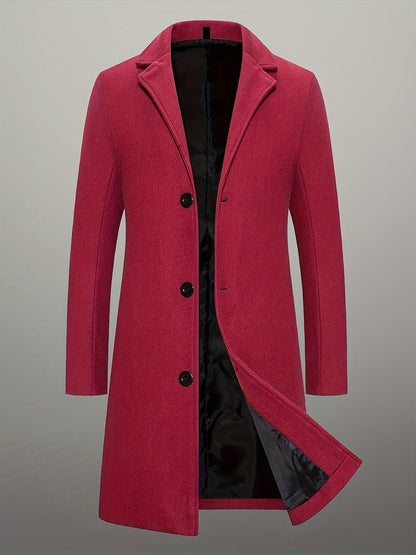 Men's Mid-Length Single-Breasted Tweed Overcoat