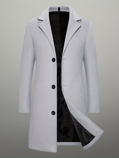 Men's Mid-Length Single-Breasted Tweed Overcoat