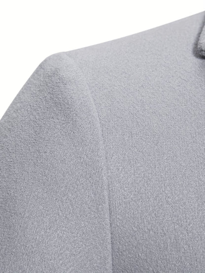 Men's Mid-Length Single-Breasted Tweed Overcoat